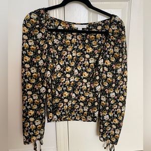 Topshop floral sweetheart neckline top